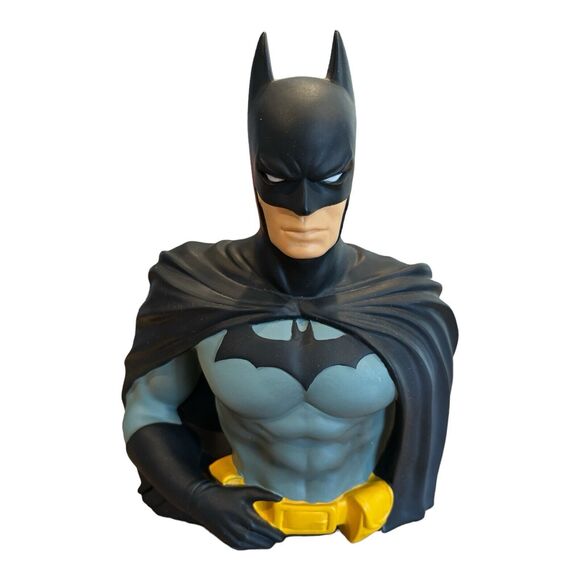 DC Comics Toys BATMAN 8" Bust Vinyl Coin Bank CLASSIC BLACK & GRAY Monogram - Picture 1 of 6